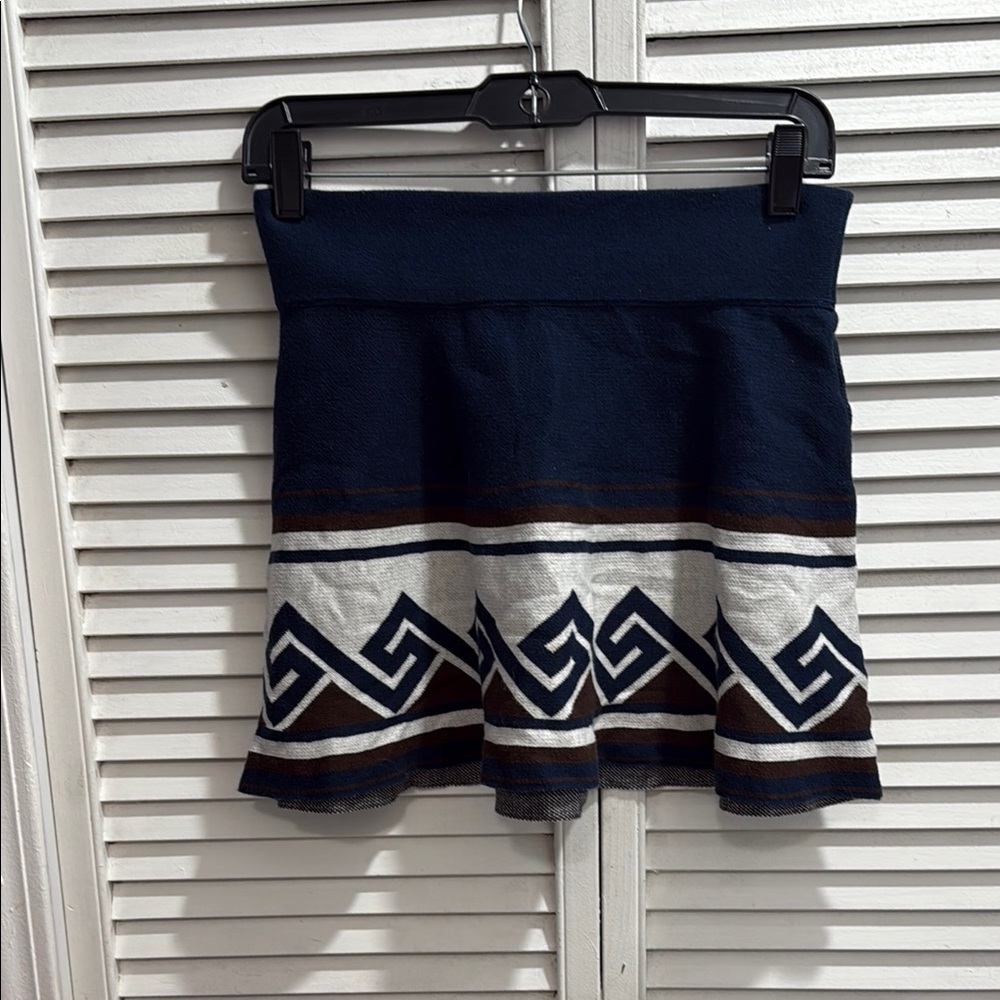 Talula Blue and White Patterned Skater Skirt